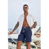 imageCOOFANDY Mens Casual Shorts Drawstring Summer Beach Shorts Lightweight Elastic Waist Vacation Short with PocketsNavy Blue