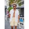 imageCOOFANDY Mens Casual Shorts Elastic Waist Drawstring Lightweight Dry Quick Summer Beach ShortsBeige