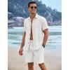 imageCOOFANDY Mens Linen Shorts 9quot Elastic Waist Drawstring Casual Shorts Lightweight Summer Beach ShortsAwhite