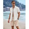 imageCOOFANDY Mens Linen Shorts 9quot Elastic Waist Drawstring Casual Shorts Lightweight Summer Beach ShortsBeige