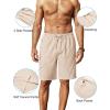 imageCOOFANDY Mens Linen Shorts 9quot Elastic Waist Drawstring Casual Shorts Lightweight Summer Beach ShortsBeige