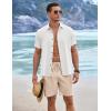imageCOOFANDY Mens Linen Shorts 9quot Elastic Waist Drawstring Casual Shorts Lightweight Summer Beach ShortsBeige