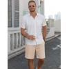 imageCOOFANDY Mens Linen Shorts 9quot Elastic Waist Drawstring Casual Shorts Lightweight Summer Beach ShortsBeige