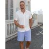 imageCOOFANDY Mens Linen Shorts 9quot Elastic Waist Drawstring Casual Shorts Lightweight Summer Beach ShortsBlue
