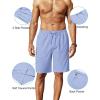 imageCOOFANDY Mens Linen Shorts 9quot Elastic Waist Drawstring Casual Shorts Lightweight Summer Beach ShortsBlue