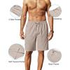 imageCOOFANDY Mens Linen Shorts 9quot Elastic Waist Drawstring Casual Shorts Lightweight Summer Beach ShortsKhaki