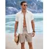 imageCOOFANDY Mens Linen Shorts 9quot Elastic Waist Drawstring Casual Shorts Lightweight Summer Beach ShortsKhaki