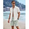 imageCOOFANDY Mens Linen Shorts 9quot Elastic Waist Drawstring Casual Shorts Lightweight Summer Beach ShortsLight Green