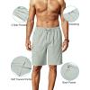 imageCOOFANDY Mens Linen Shorts 9quot Elastic Waist Drawstring Casual Shorts Lightweight Summer Beach ShortsLight Green