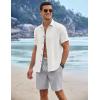 imageCOOFANDY Mens Linen Shorts 9quot Elastic Waist Drawstring Casual Shorts Lightweight Summer Beach ShortsLight Grey