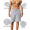 imageCOOFANDY Mens Linen Shorts 9quot Elastic Waist Drawstring Casual Shorts Lightweight Summer Beach ShortsLight Grey