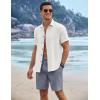 imageCOOFANDY Mens Linen Shorts 9quot Elastic Waist Drawstring Casual Shorts Lightweight Summer Beach ShortsNavy Blue