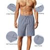 imageCOOFANDY Mens Linen Shorts 9quot Elastic Waist Drawstring Casual Shorts Lightweight Summer Beach ShortsNavy Blue