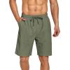 imageCOOFANDY Mens Summer Beach Shorts Lightweight Elastic Waist Drawstring Casual Shorts with PocketBlackDgreen