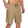 imageCOOFANDY Mens Summer Beach Shorts Lightweight Elastic Waist Drawstring Casual Shorts with PocketDark Khaki