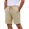 imageCOOFANDY Mens Casual Shorts 9 inch Inseam Elastic Waist Drawstring Short Lightweight Stretch Summer Beach ShortsLight Khaki