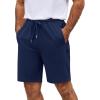imageCOOFANDY Mens Casual Shorts 9 inch Inseam Elastic Waist Drawstring Short Lightweight Stretch Summer Beach ShortsNavy Blue