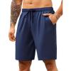imageCOOFANDY Mens Casual Shorts 9 inch Inseam Stretch Beach Shorts Elastic Waist Drawstring Summer ShortsNavy Blue