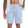 imageCOOFANDY Mens Casual Shorts Drawstring Summer Beach Shorts Lightweight Elastic Waist Vacation Short with PocketsLight Blue
