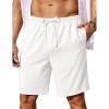 imageCOOFANDY Mens Linen Shorts 9quot Elastic Waist Drawstring Casual Shorts Lightweight Summer Beach ShortsAwhite