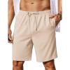 imageCOOFANDY Mens Linen Shorts 9quot Elastic Waist Drawstring Casual Shorts Lightweight Summer Beach ShortsBeige