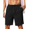 imageCOOFANDY Mens Linen Shorts 9quot Elastic Waist Drawstring Casual Shorts Lightweight Summer Beach ShortsBlack