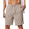 imageCOOFANDY Mens Linen Shorts 9quot Elastic Waist Drawstring Casual Shorts Lightweight Summer Beach ShortsKhaki