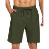 imageCOOFANDY Mens Summer Beach Shorts Lightweight Elastic Waist Drawstring Casual Shorts with PocketArmy Green