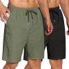 imageCOOFANDY Mens Summer Beach Shorts Lightweight Elastic Waist Drawstring Casual Shorts with PocketBlackDgreen