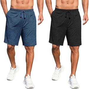 imageCOOFANDY Mens Athletic Shorts Stretch Active Workout Shorts Lightweight Gym Training ShortsBlackNavy Blue