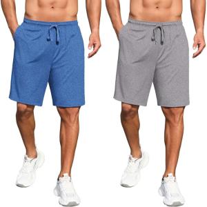 imageCOOFANDY Mens Athletic Shorts Stretch Active Workout Shorts Lightweight Gym Training ShortsBlueLight Grey