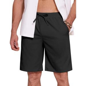 imageCOOFANDY Mens Casual Beach Shorts Summer Elastic Waist Shorts Lightweight Drawstring Golf ShortsBlack