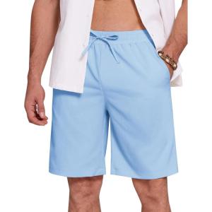 imageCOOFANDY Mens Casual Beach Shorts Summer Elastic Waist Shorts Lightweight Drawstring Golf ShortsLight Blue