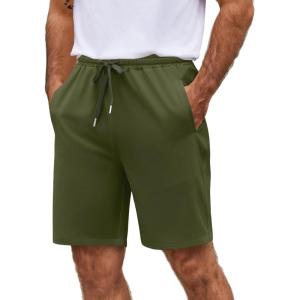 imageCOOFANDY Mens Casual Shorts 9 inch Inseam Elastic Waist Drawstring Short Lightweight Stretch Summer Beach ShortsArmy Green