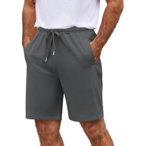 imageCOOFANDY Mens Casual Shorts 9 inch Inseam Elastic Waist Drawstring Short Lightweight Stretch Summer Beach ShortsDark Grey