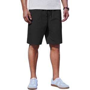 imageCOOFANDY Mens Casual Shorts Cotton Drawstring Summer Shorts Elastic Waist Lightweight Twill Chino ShortsBlack