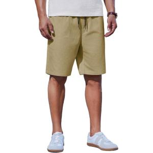 imageCOOFANDY Mens Casual Shorts Cotton Drawstring Summer Shorts Elastic Waist Lightweight Twill Chino ShortsKhaki