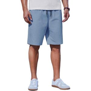 imageCOOFANDY Mens Casual Shorts Cotton Drawstring Summer Shorts Elastic Waist Lightweight Twill Chino ShortsLight Blue