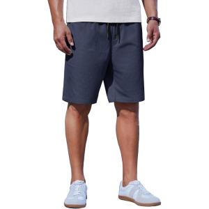 imageCOOFANDY Mens Casual Shorts Cotton Drawstring Summer Shorts Elastic Waist Lightweight Twill Chino ShortsNavy Blue