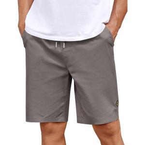 imageCOOFANDY Mens Casual Shorts Cotton Elastic Drawstring Shorts Summer Beach Chino ShortsDark Grey