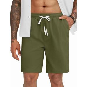 imageCOOFANDY Mens Casual Shorts Drawstring Summer Beach Shorts Lightweight Elastic Waist Vacation Short with PocketsArmy Green