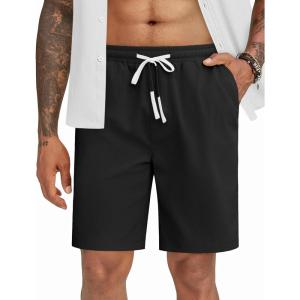 imageCOOFANDY Mens Casual Shorts Drawstring Summer Beach Shorts Lightweight Elastic Waist Vacation Short with PocketsBlack