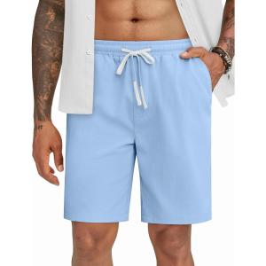 imageCOOFANDY Mens Casual Shorts Drawstring Summer Beach Shorts Lightweight Elastic Waist Vacation Short with PocketsBlue