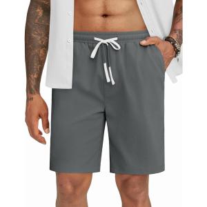 imageCOOFANDY Mens Casual Shorts Drawstring Summer Beach Shorts Lightweight Elastic Waist Vacation Short with PocketsDark Gray