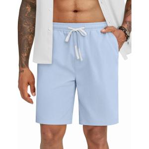 imageCOOFANDY Mens Casual Shorts Drawstring Summer Beach Shorts Lightweight Elastic Waist Vacation Short with PocketsLight Blue