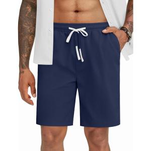 imageCOOFANDY Mens Casual Shorts Drawstring Summer Beach Shorts Lightweight Elastic Waist Vacation Short with PocketsNavy Blue