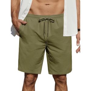 imageCOOFANDY Mens Casual Shorts Elastic Waist Drawstring Lightweight Dry Quick Summer Beach ShortsArmy Green