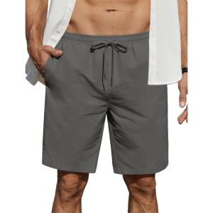 imageCOOFANDY Mens Casual Shorts Elastic Waist Drawstring Lightweight Dry Quick Summer Beach ShortsDark Grey