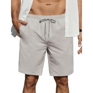 imageCOOFANDY Mens Casual Shorts Elastic Waist Drawstring Lightweight Dry Quick Summer Beach ShortsLight Grey