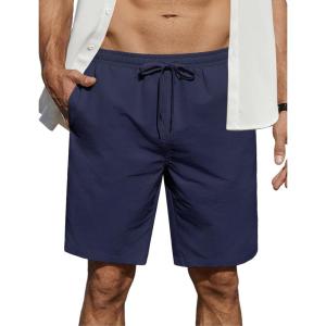imageCOOFANDY Mens Casual Shorts Elastic Waist Drawstring Lightweight Dry Quick Summer Beach ShortsNavy Blue